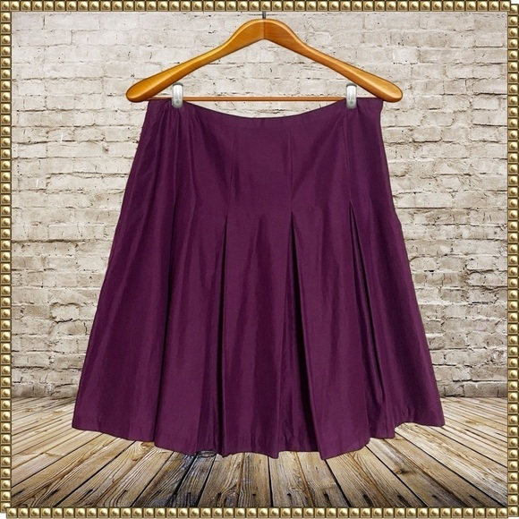 BCBGMAXAZRIA Purple A Line Pleated Cotton Skirt Size 10 - Picture 1 of 12